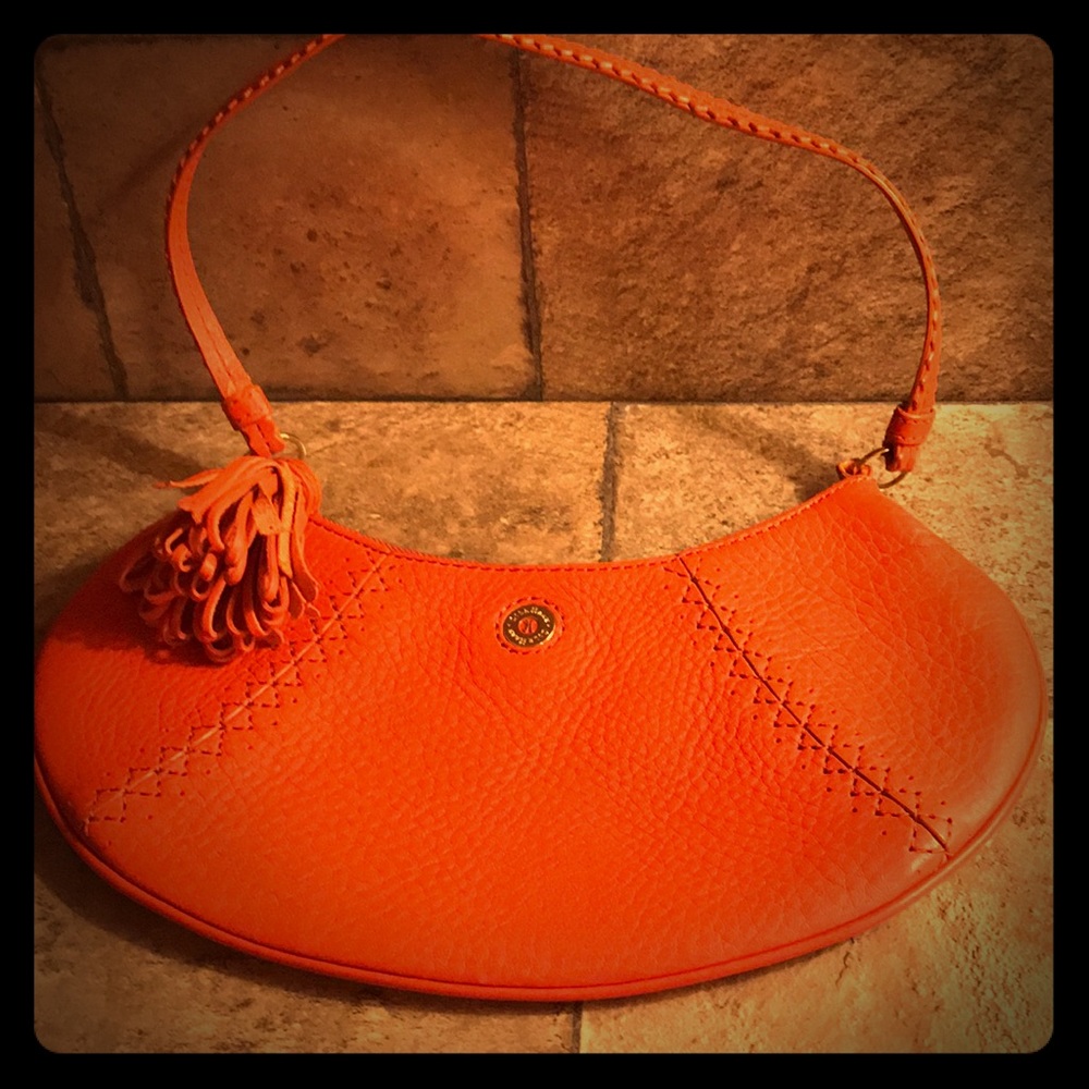 Halloween Orange Leather Handbag Clutch Cole Haan